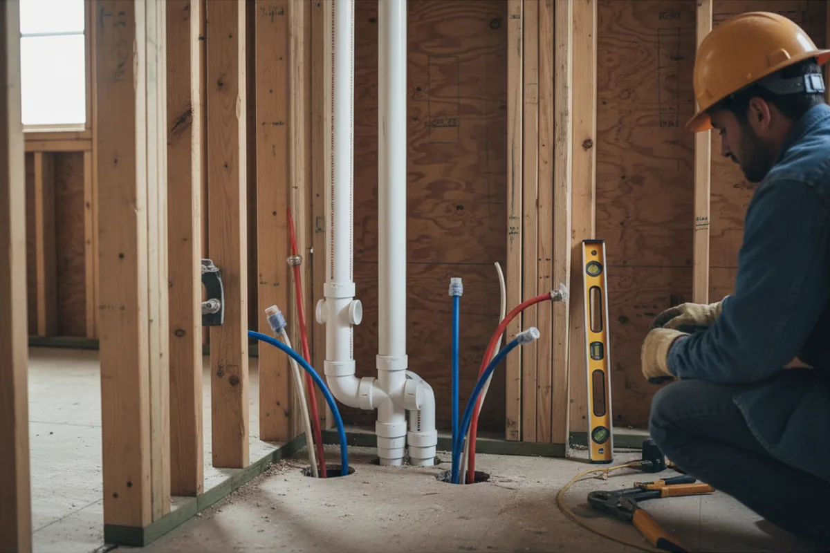 Drain and supply rough-in during Leak Detection in Edinburg