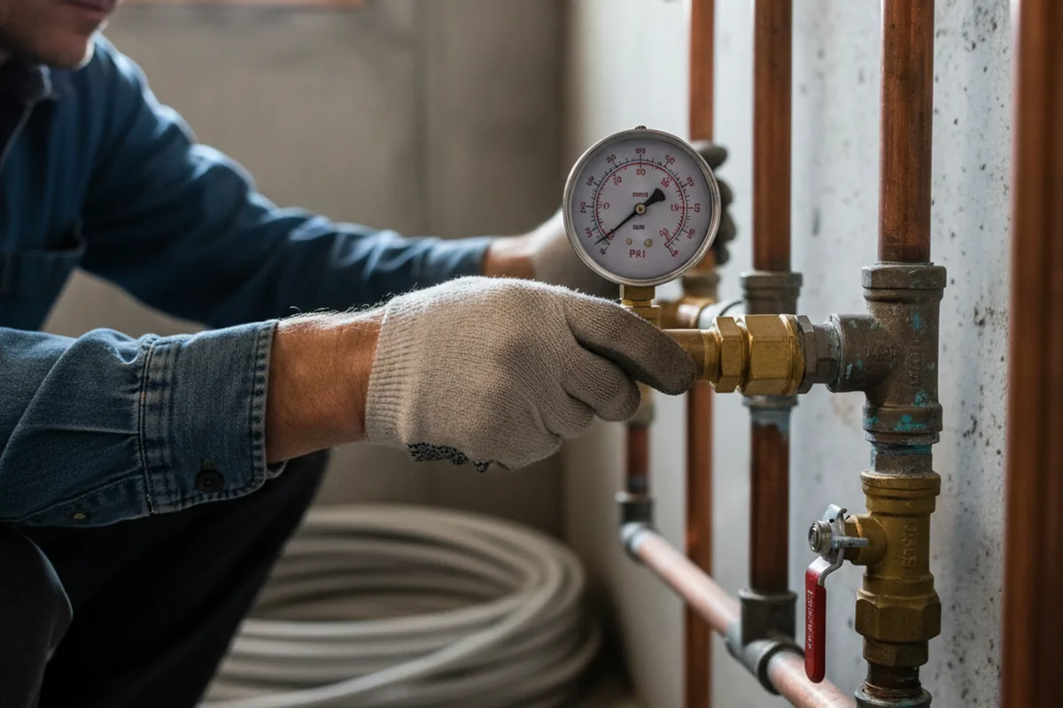 Pressure testing a repaired line during Water Line Repair in Edinburg